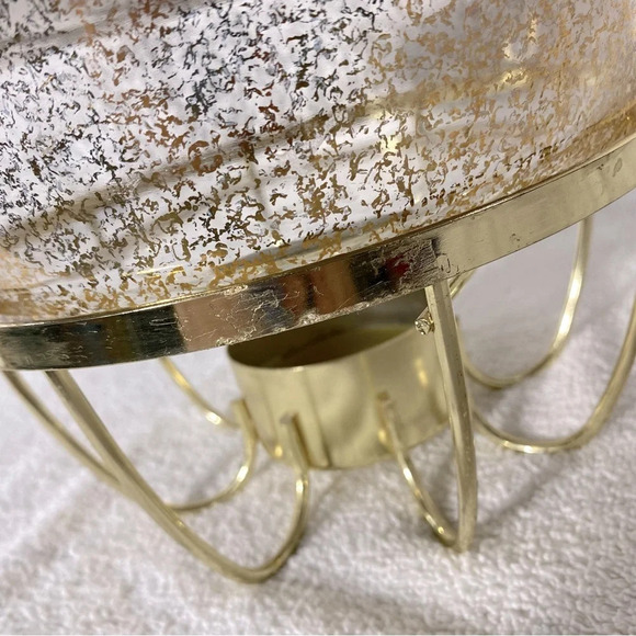 Vintage Anchor Hocking Fire King Gold Fleck Casserole & Stand Georges Briard Lid - Picture 12 of 15